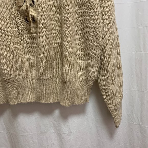 H&M Divided Cream/Tan Knit Tie Up Sweater Small - Picture 4 of 7